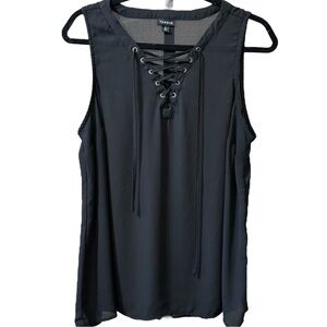 TORRID Harper Georgette Lace Up Sleeveless Blouse Women's Size 0 (Medium) Black
